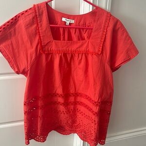 Madewell Red Eyelet Top